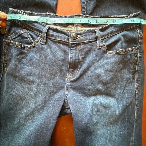 Rock & Republic Kasandra Bootcut Flare Jeans 12M Dark Wash Studded - Picture 4 of 6